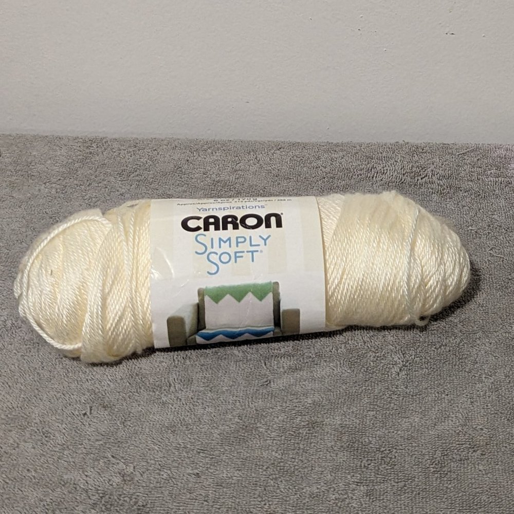 YARN Acrylic White Cream Off White Simply Soft Caron Silky PARTIAL SKEIN